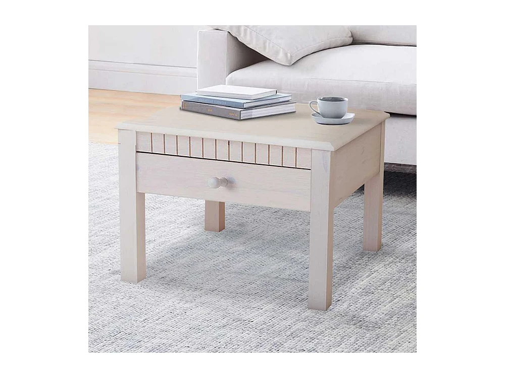Holz Couchtisch in Weiß Kiefer Massivholz