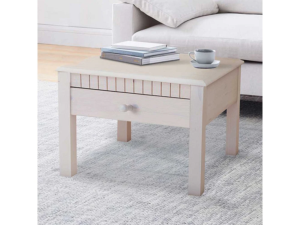 Holz Couchtisch in Weiß Kiefer Massivholz