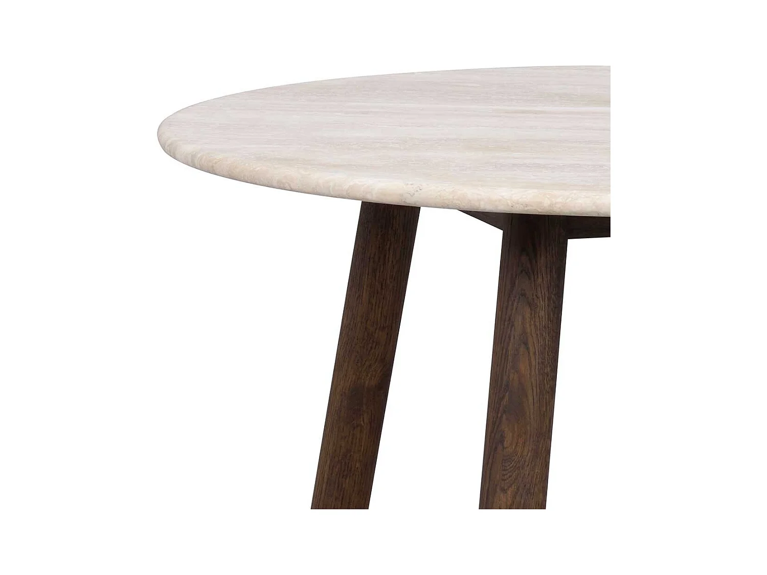 Sofa Tisch mit beiger Marmorplatte Gestell in Eiche dunkel