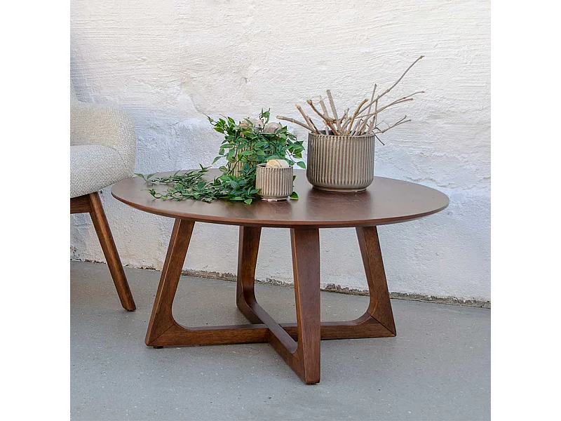 Wohnzimmer Tisch in Walnussfarben furniert 75 cm breit