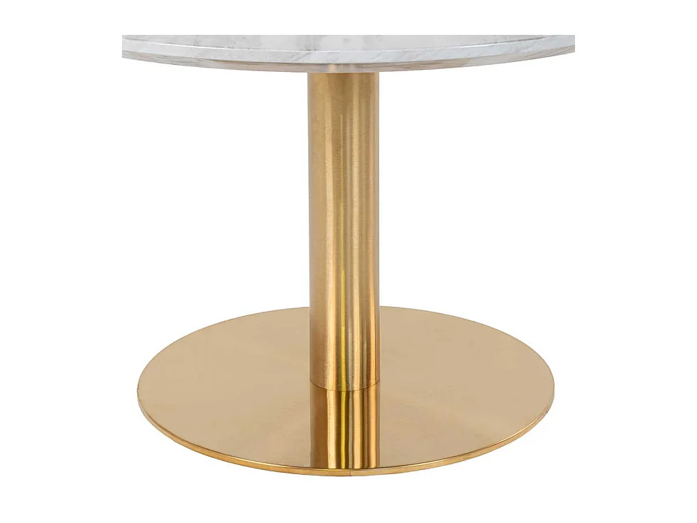 Runder Couchtisch in Messingfarben und Hellgrau marmoriert 45 cm hoch