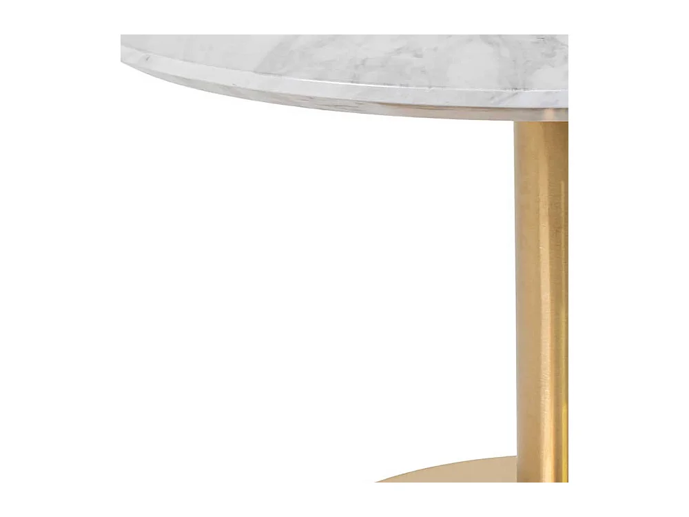 Runder Couchtisch in Messingfarben und Hellgrau marmoriert 45 cm hoch