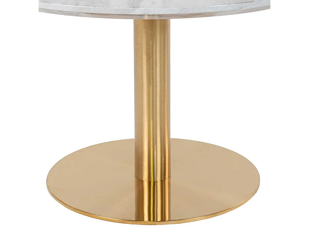 Runder Couchtisch in Messingfarben und Hellgrau marmoriert 45 cm hoch