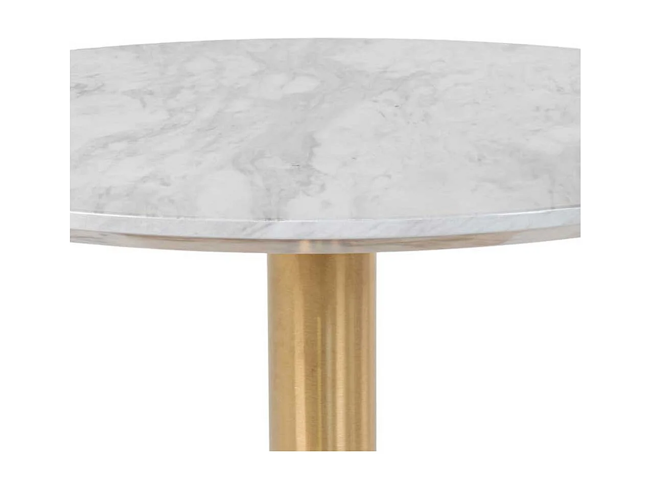 Runder Couchtisch in Messingfarben und Hellgrau marmoriert 45 cm hoch