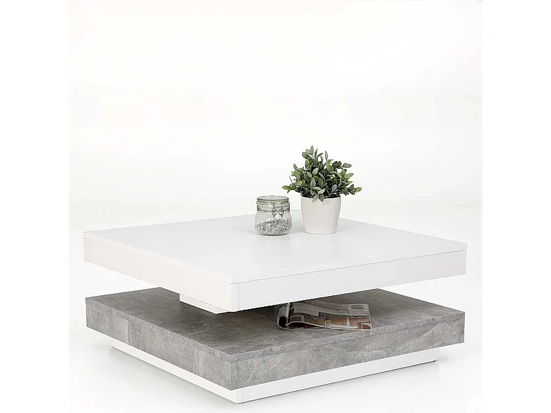 Sofatisch in Weiß und Beton Grau modern