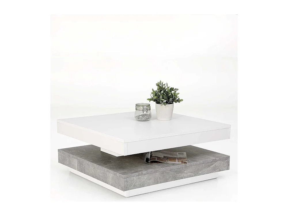 Sofatisch in Weiß und Beton Grau modern