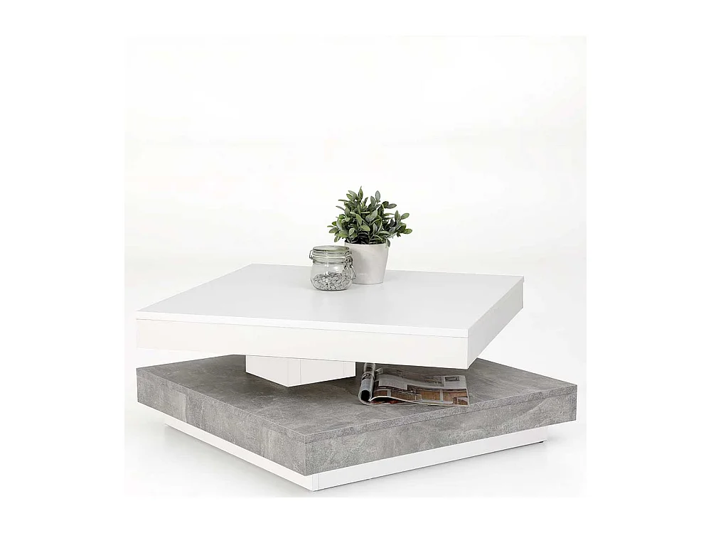 Sofatisch in Weiß und Beton Grau modern