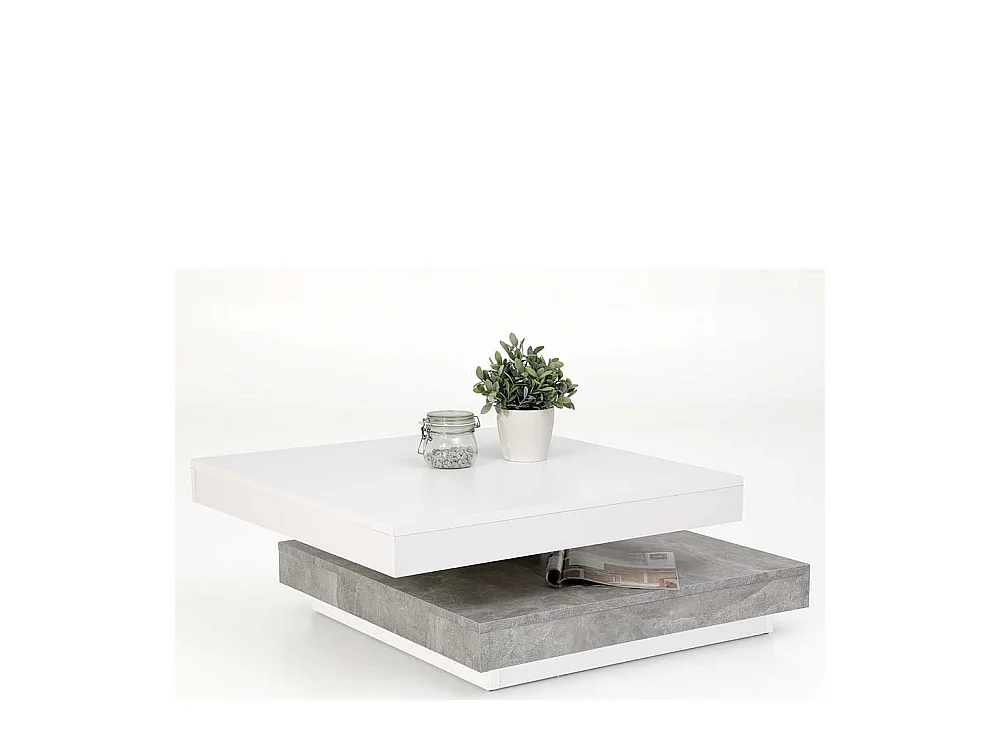 Sofatisch in Weiß und Beton Grau modern