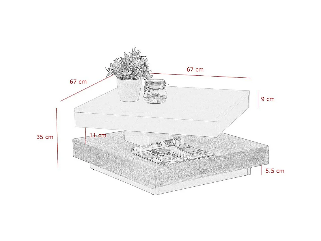 Sofatisch in Weiß und Beton Grau modern