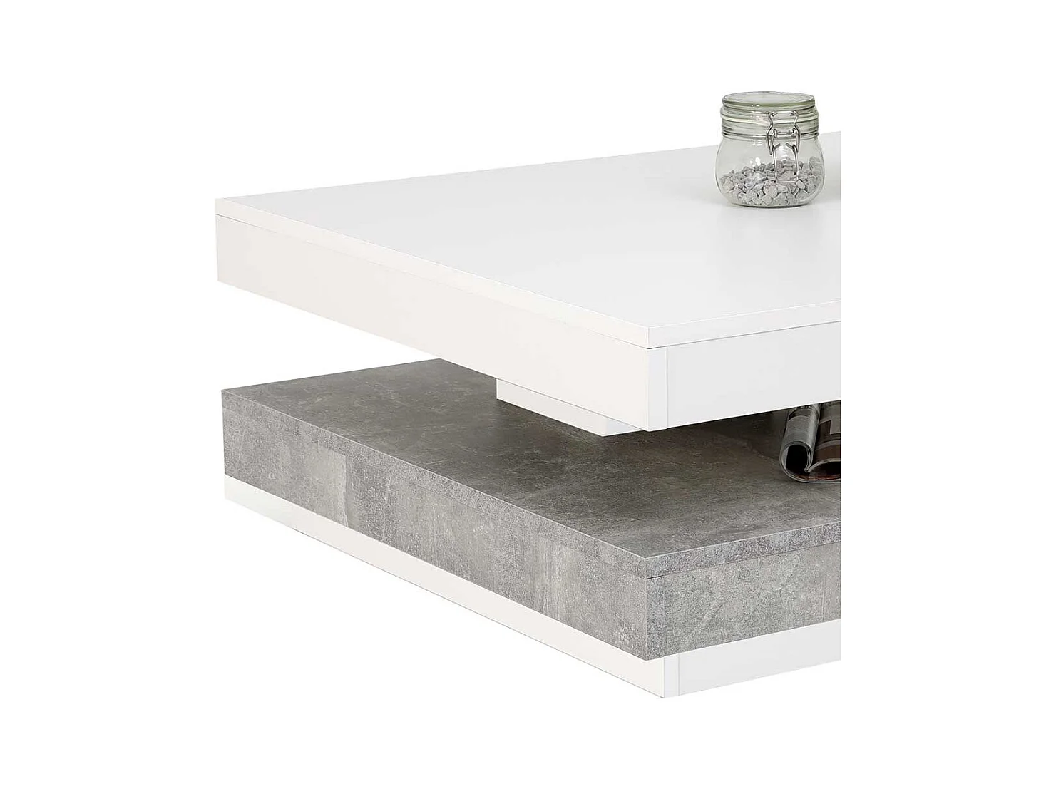 Sofatisch in Weiß und Beton Grau modern