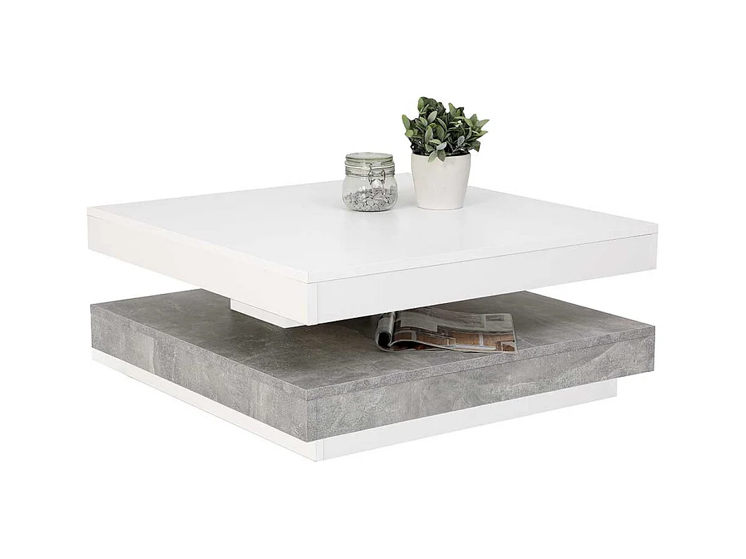Sofatisch in Weiß und Beton Grau modern