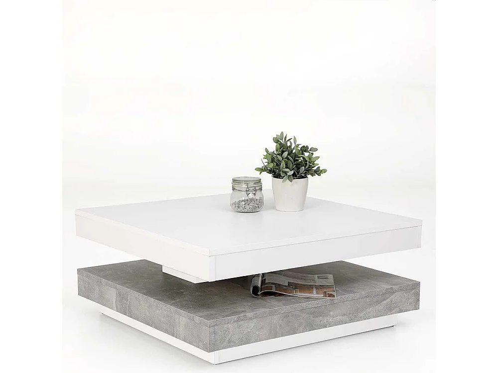 Sofatisch in Weiß und Beton Grau modern