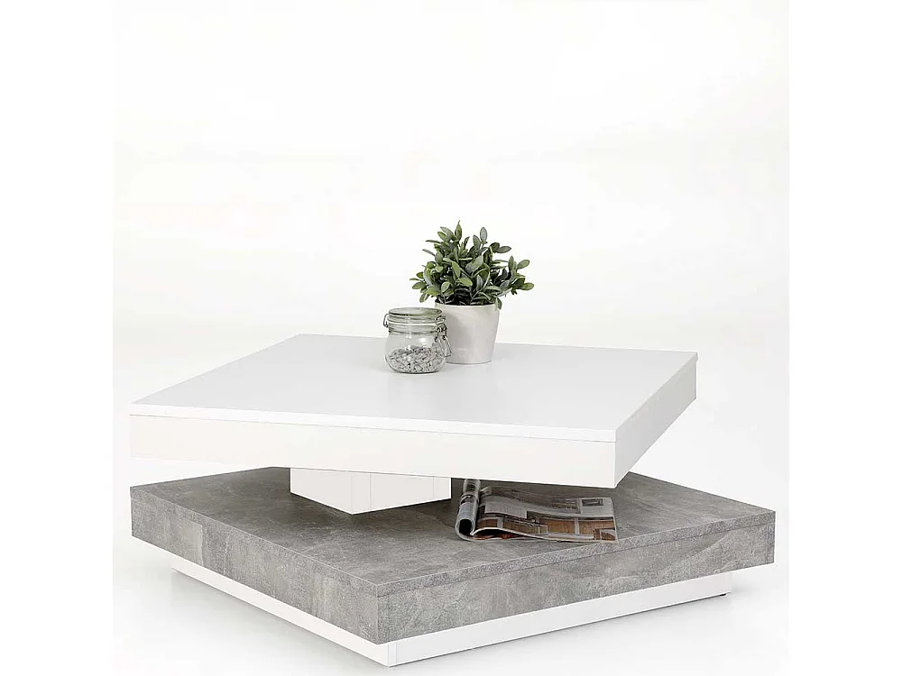 Sofatisch in Weiß und Beton Grau modern
