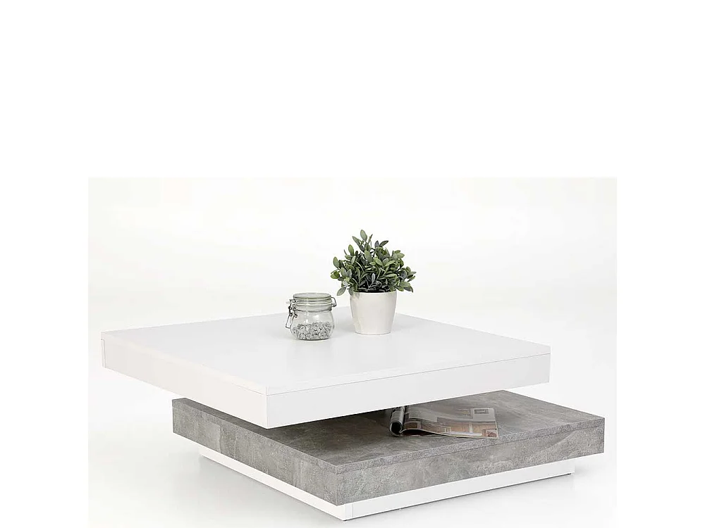 Sofatisch in Weiß und Beton Grau modern