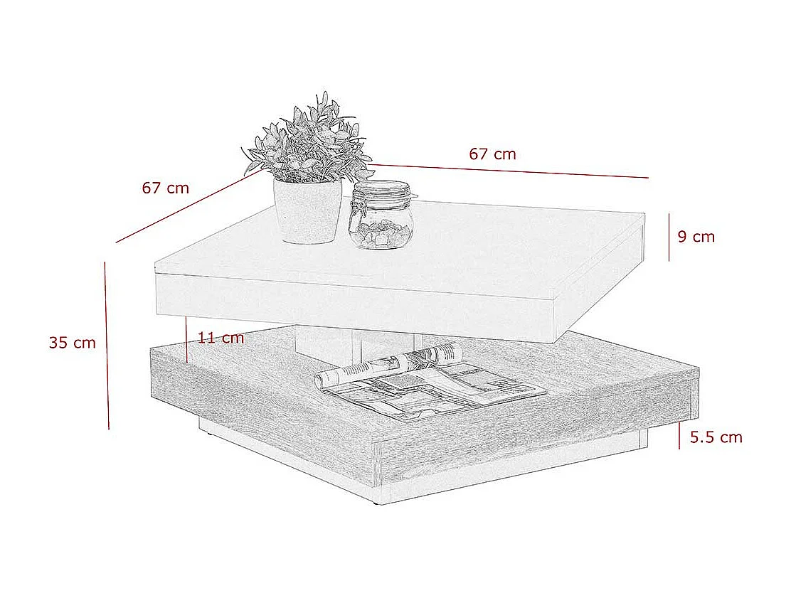 Sofatisch in Weiß und Beton Grau modern