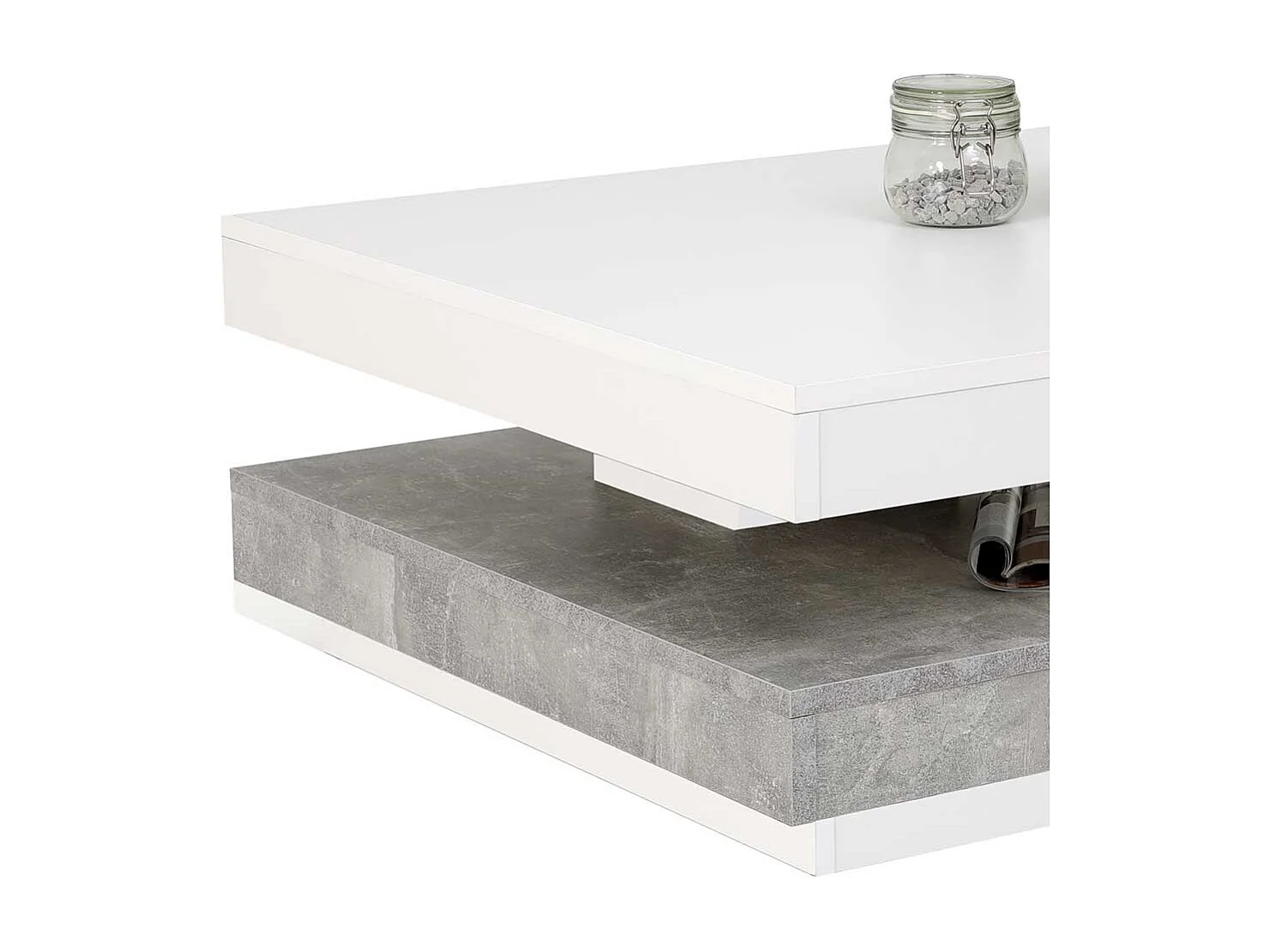 Sofatisch in Weiß und Beton Grau modern