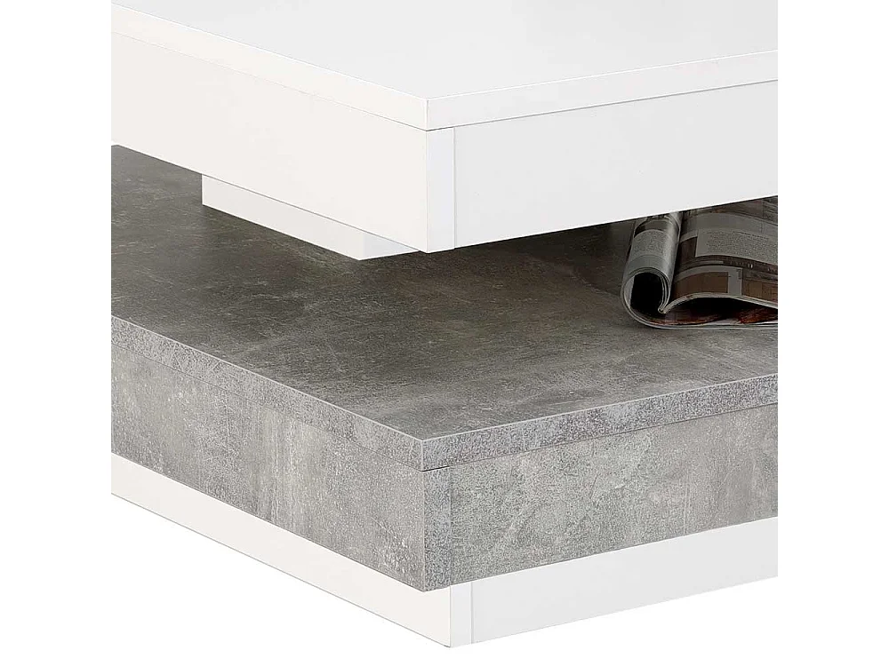 Sofatisch in Weiß und Beton Grau modern