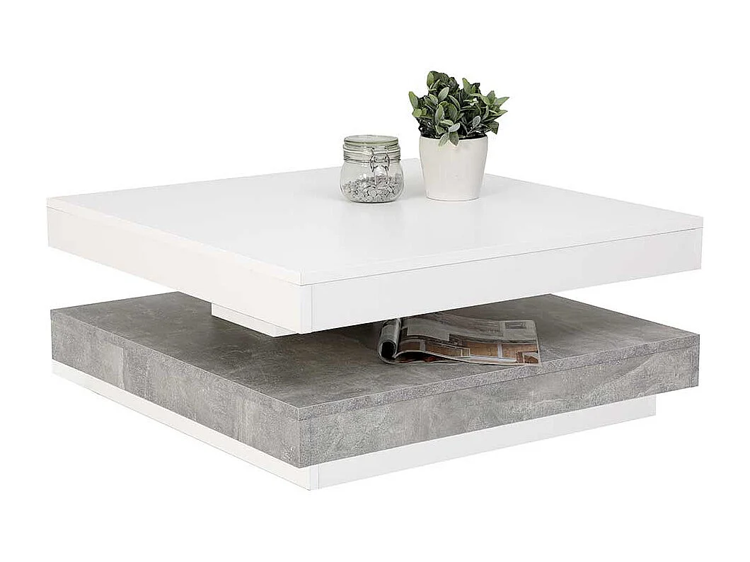 Sofatisch in Weiß und Beton Grau modern