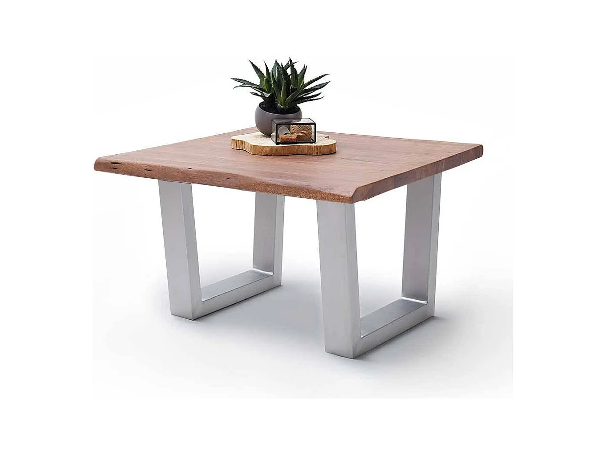 Industriestil Couchtisch mit natürlicher Baumkante Bügelgestell