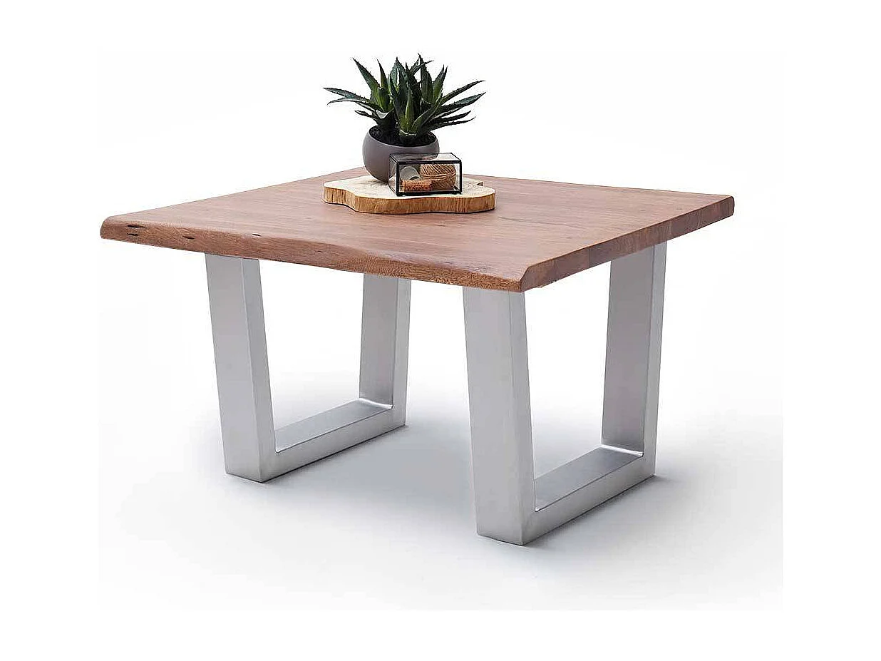 Industriestil Couchtisch mit natürlicher Baumkante Bügelgestell