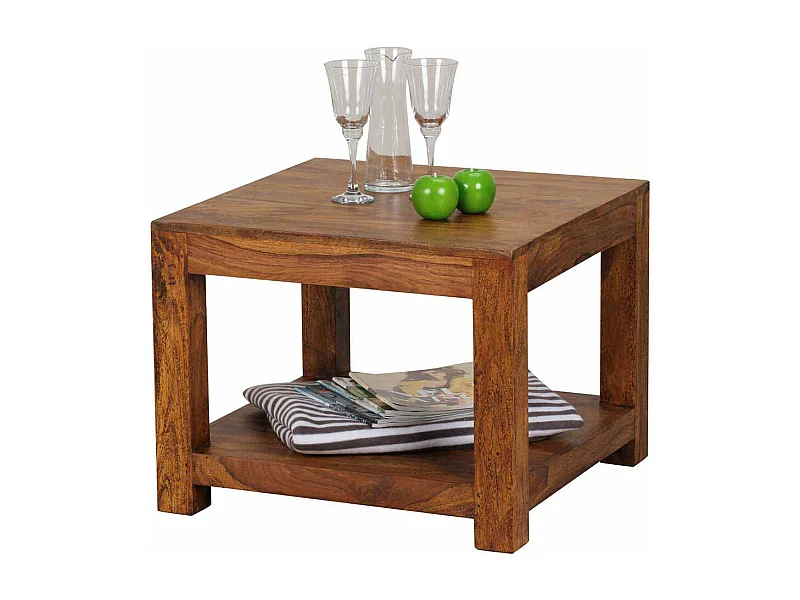 Wohnzimmer Couchtisch aus Sheesham massiv lackiert 60 cm breit