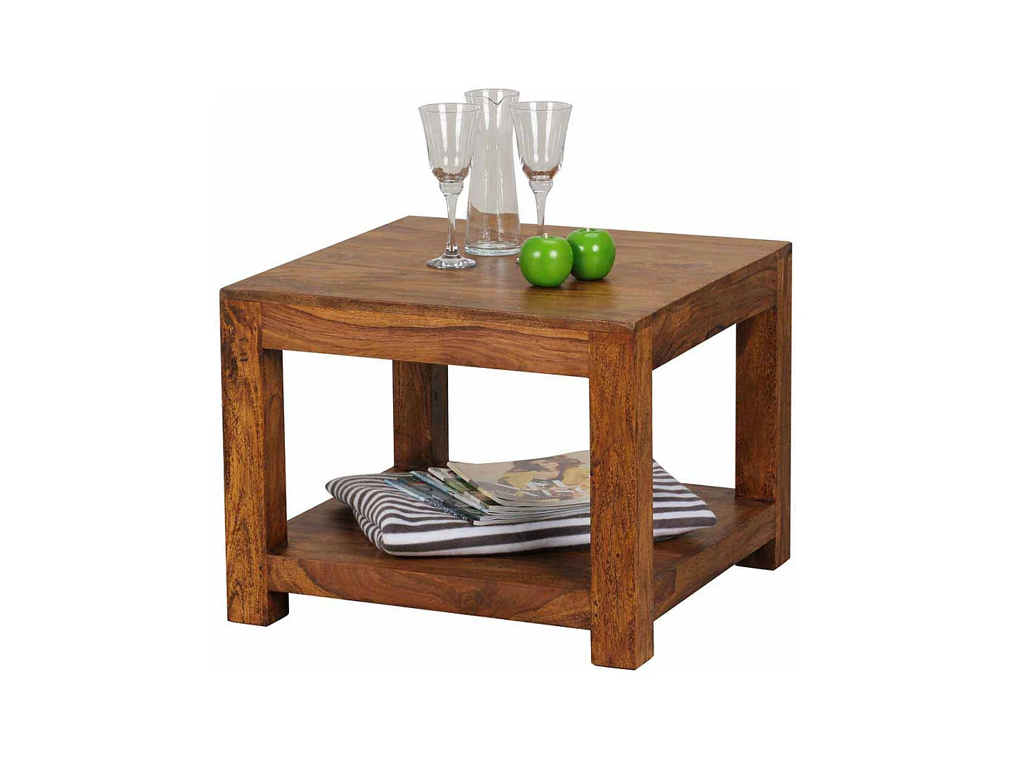 Wohnzimmer Couchtisch aus Sheesham massiv lackiert 60 cm breit