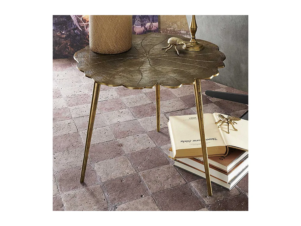Designercouchtisch in Altgoldfarben Metall