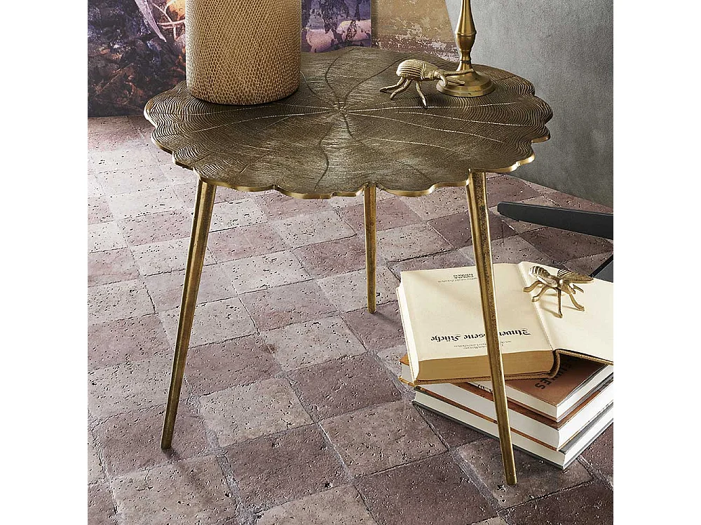 Designercouchtisch in Altgoldfarben Metall