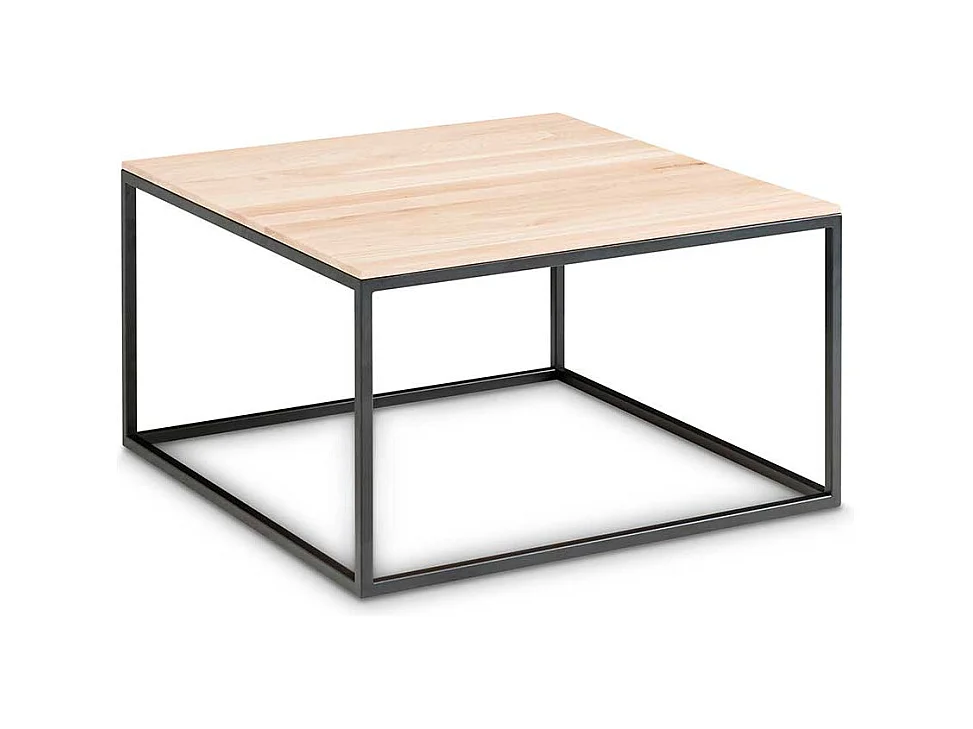 Quadratischer Couchtisch in Eiche Bianco massiv Metall