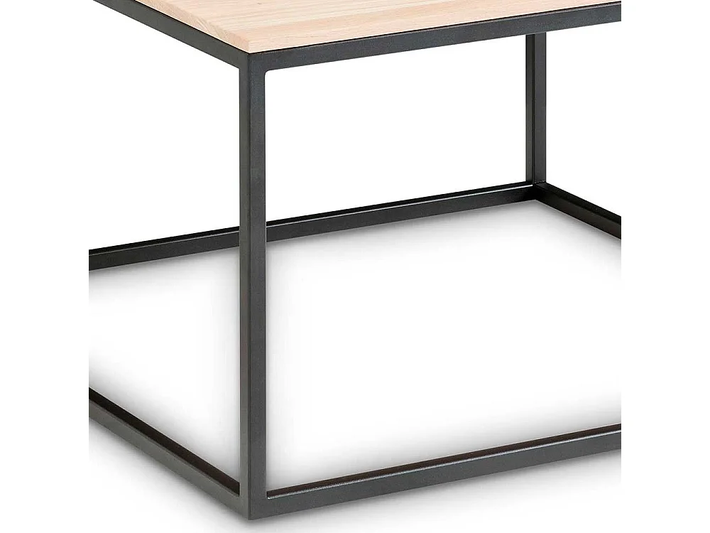 Quadratischer Couchtisch in Eiche Bianco massiv Metall