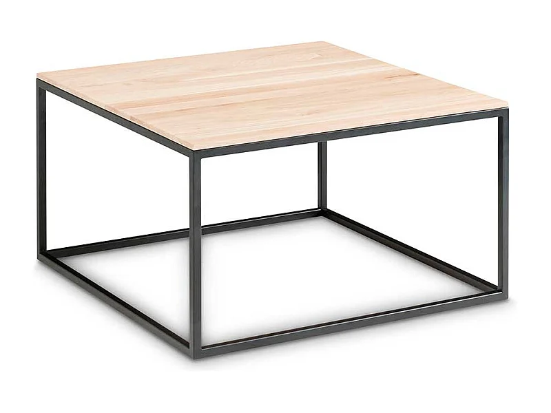 Quadratischer Couchtisch in Eiche Bianco massiv Metall