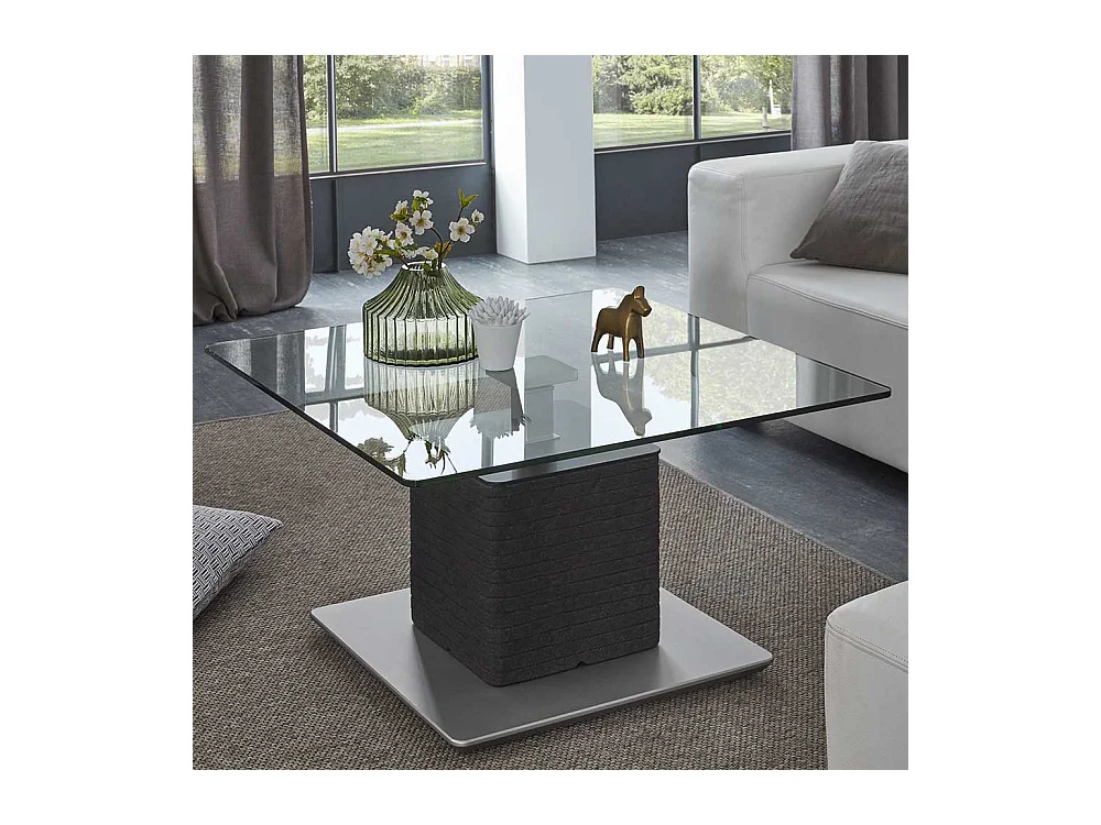 Designercouchtisch mit Klarglasplatte höhenverstellbar