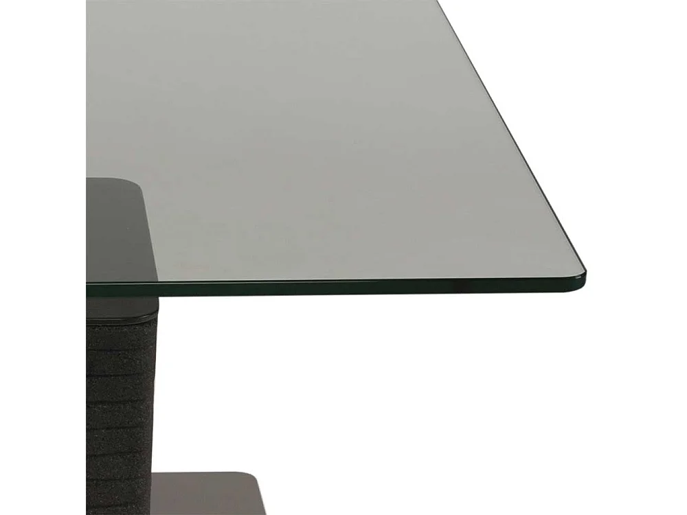 Designercouchtisch mit Klarglasplatte höhenverstellbar