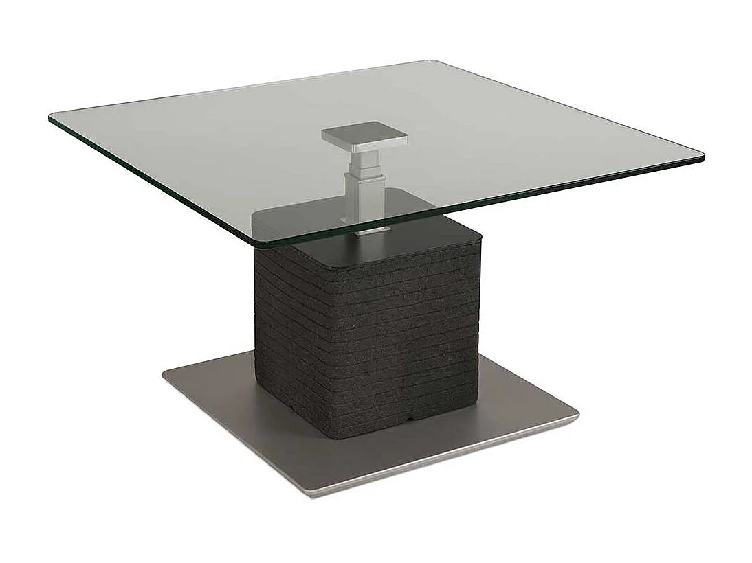 Designercouchtisch mit Klarglasplatte höhenverstellbar