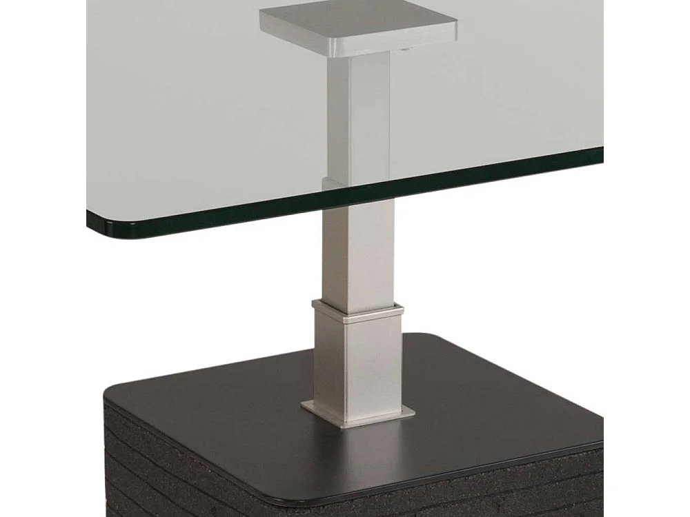 Designercouchtisch mit Klarglasplatte höhenverstellbar