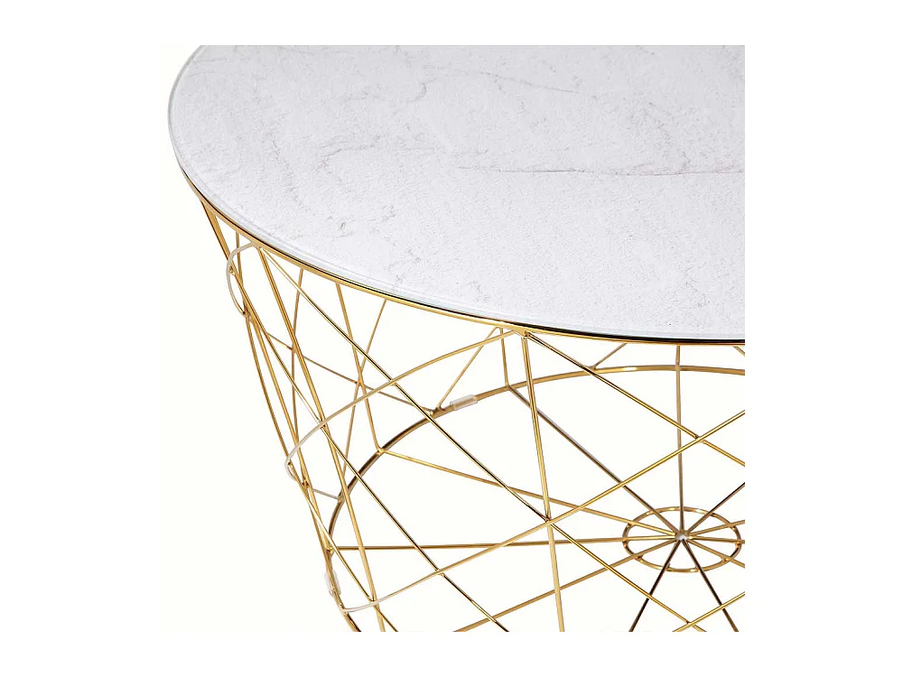 Runder Couchtisch in Weiß und Goldfarben Skandi Design