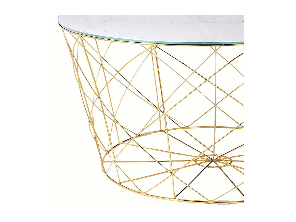 Runder Couchtisch in Weiß und Goldfarben Skandi Design