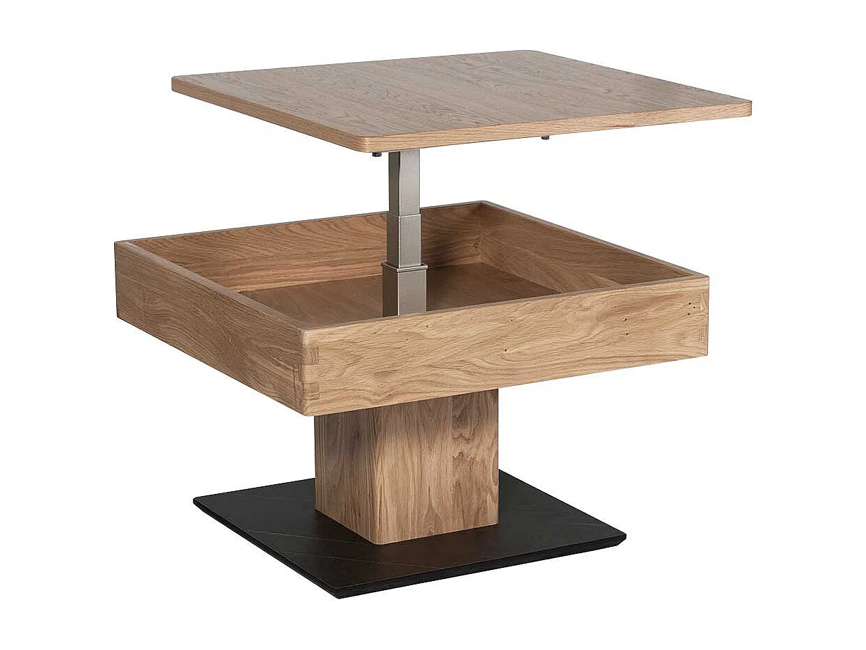 Höhenverstellbarer Couchtisch in Wildeiche Bianco furniert Made in Germany