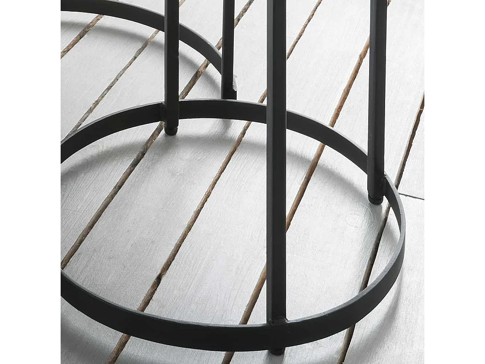 Runde Wohnzimmer Tische im Industrie Stil Recyclingholz & Metall (zweiteilig)