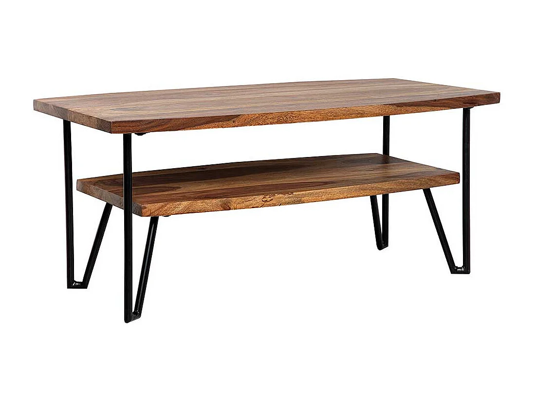 Couchtisch Holztisch aus Sheesham Massivholz und Metall