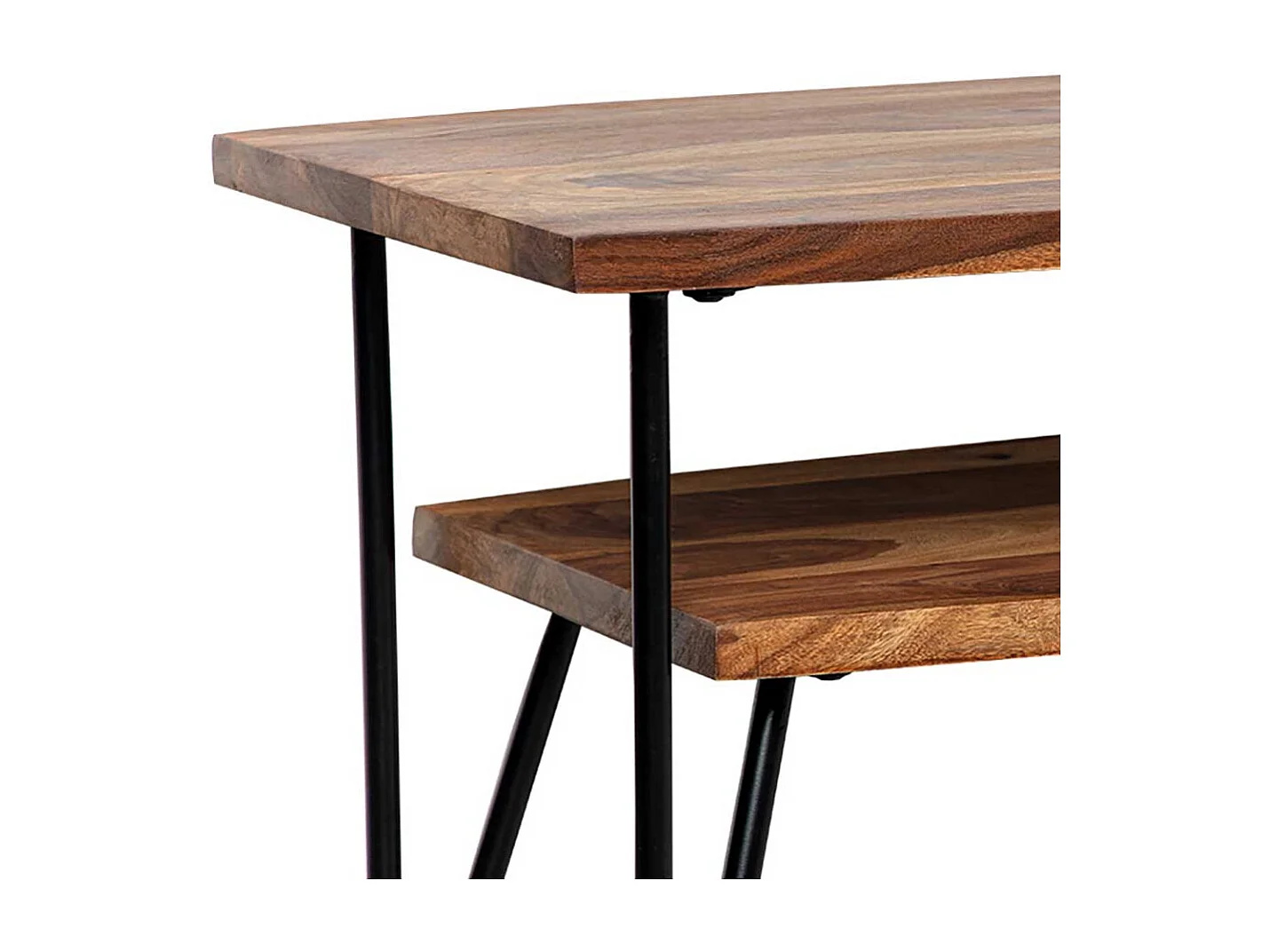 Couchtisch Holztisch aus Sheesham Massivholz und Metall