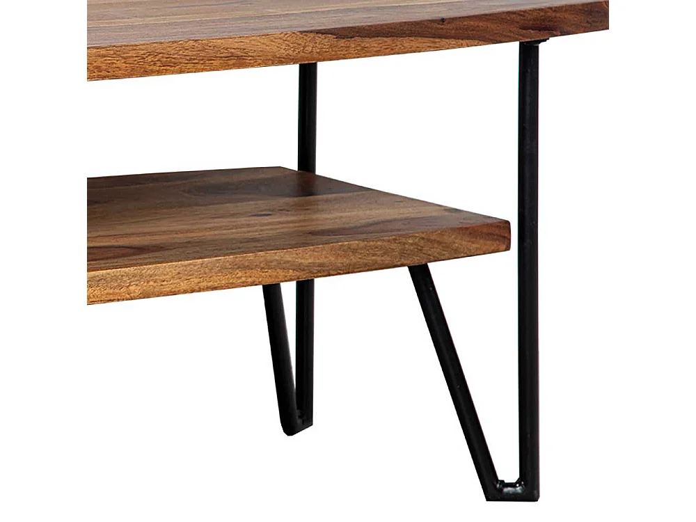 Couchtisch Holztisch aus Sheesham Massivholz und Metall