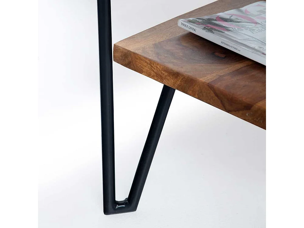 Couchtisch Holztisch aus Sheesham Massivholz und Metall