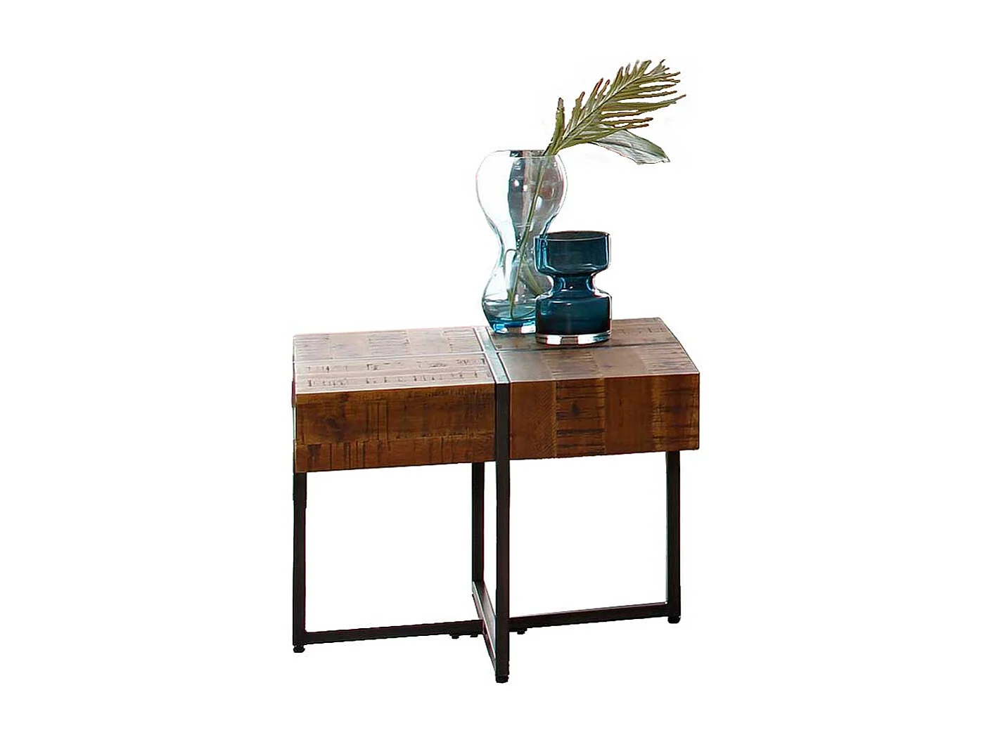 Couchtisch Holz und Metall im Industry und Loft Stil 45 cm hoch