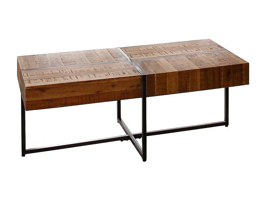 Couchtisch Holz und Metall im Industry und Loft Stil 45 cm hoch