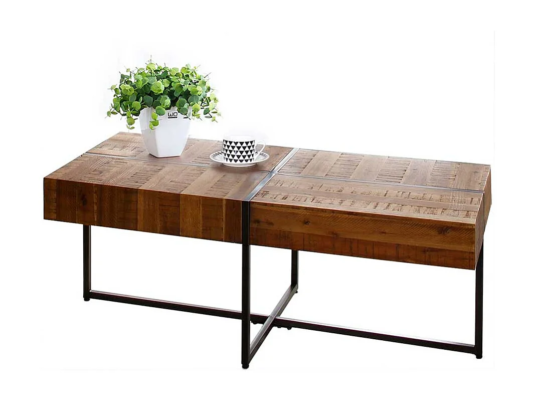 Couchtisch Holz und Metall im Industry und Loft Stil 45 cm hoch