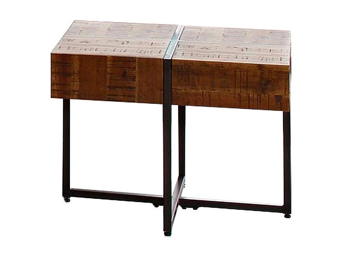 Couchtisch Holz und Metall im Industry und Loft Stil 45 cm hoch