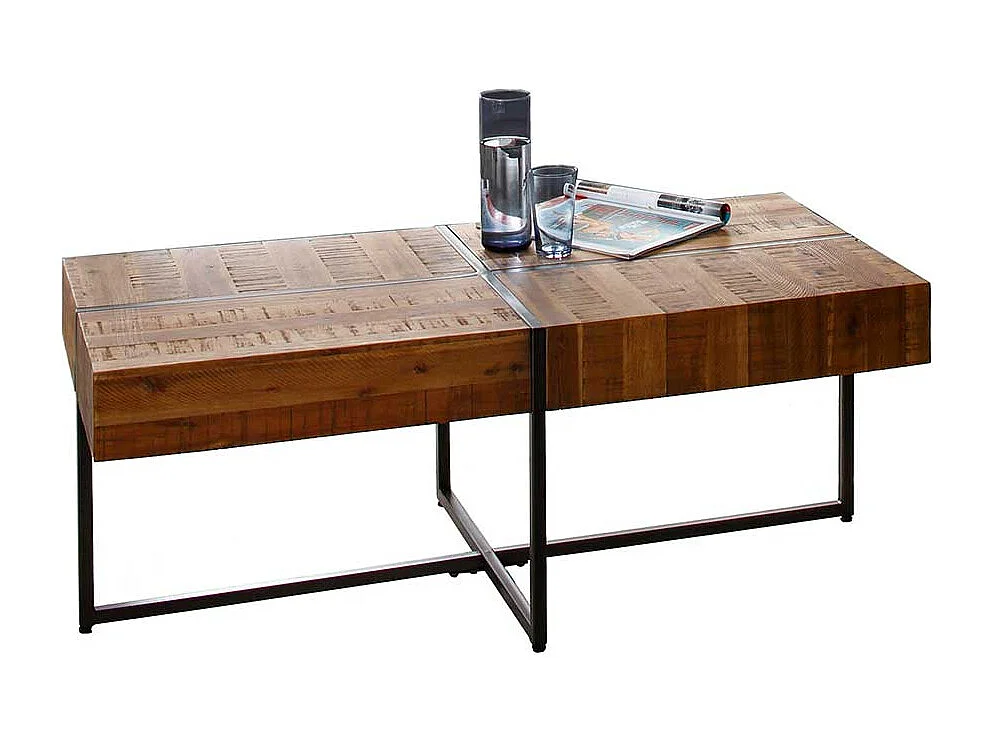 Couchtisch Holz und Metall im Industry und Loft Stil 45 cm hoch