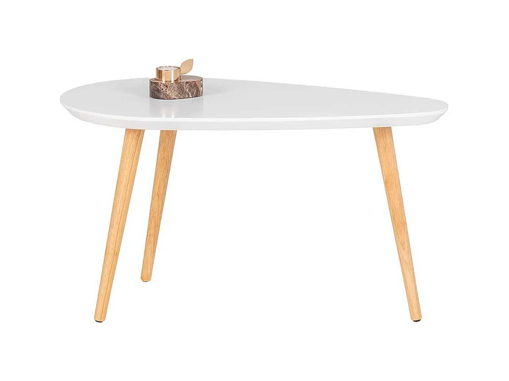 Wohnzimmertisch Skandi Design in Weiß Holz Naturfarben