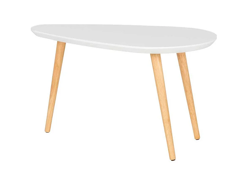 Wohnzimmertisch Skandi Design in Weiß Holz Naturfarben
